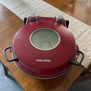 Kalorik Hot Stone Pizza PZM43618 Red Electric 12”Round Handled Indoor Oven